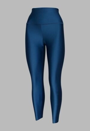 A160. Leggins/Malla sin Costuras Laterales Azul Petróleo. Tiro Alto