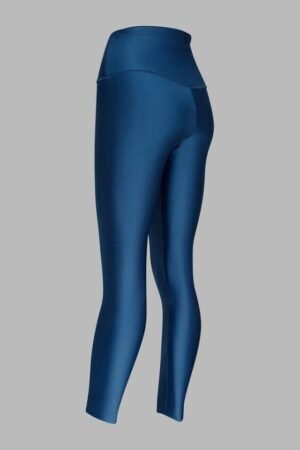 A160. Leggins/Malla sin Costuras Laterales Azul Petróleo. Tiro Alto