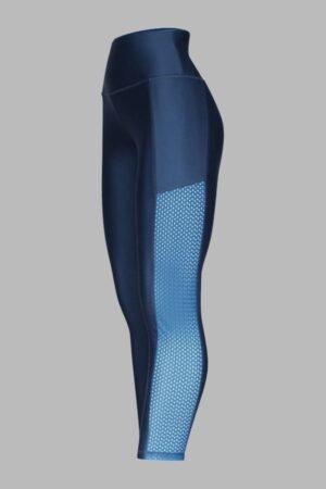 A166. Malla/Legging Azul Petróleo Combinado con Tela Acanalada.