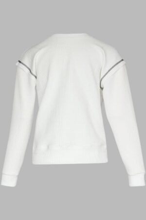 E31. Sudadera Off White Bolsa Canguro Costura Contraste