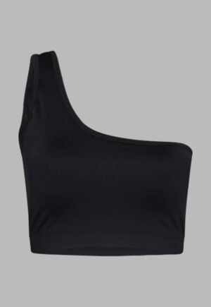 top con copas removibles de un solo hombro color negro