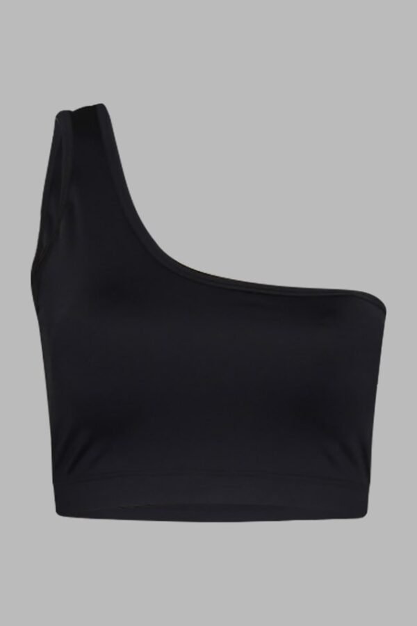 top con copas removibles de un solo hombro color negro