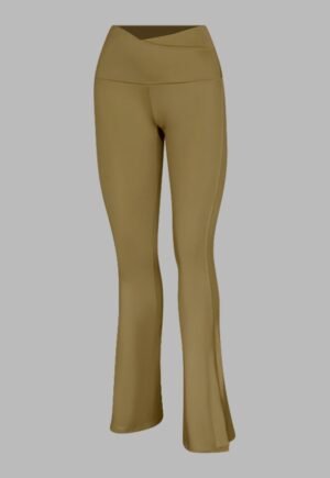 A175.* Legging Verde Oliva. Pretina en "V" Talle Alto con Abertura Lateral