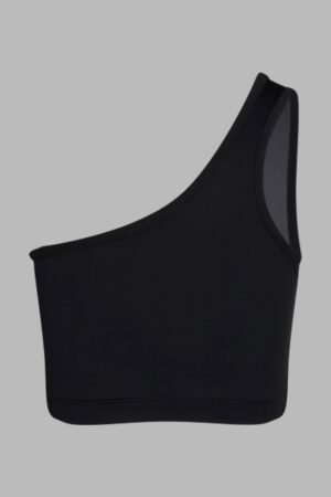 top de un solo hombro con copas removibles color negro