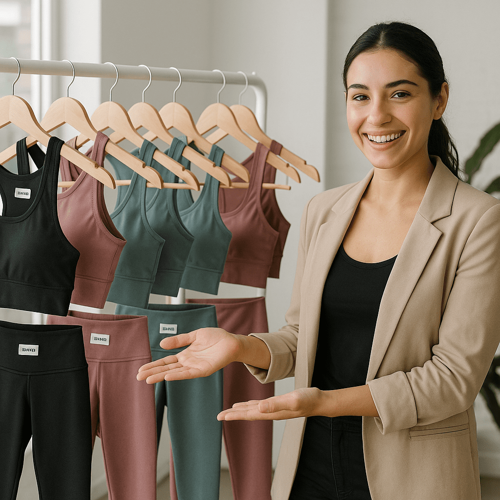 Conjunto de legging y top creado por proveedor de ropa deportiva marca propia